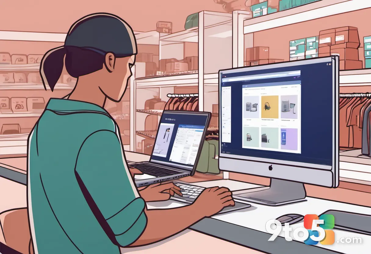 A consumer comparing price tags on two laptops in a store, highlighting the impact of license hikes on retail prices.