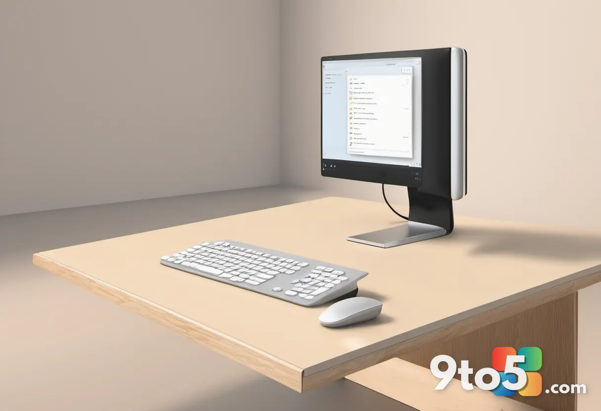 A minimalist illustration of a right-click menu floating over a wooden desk, featuring toggle switches and organized com