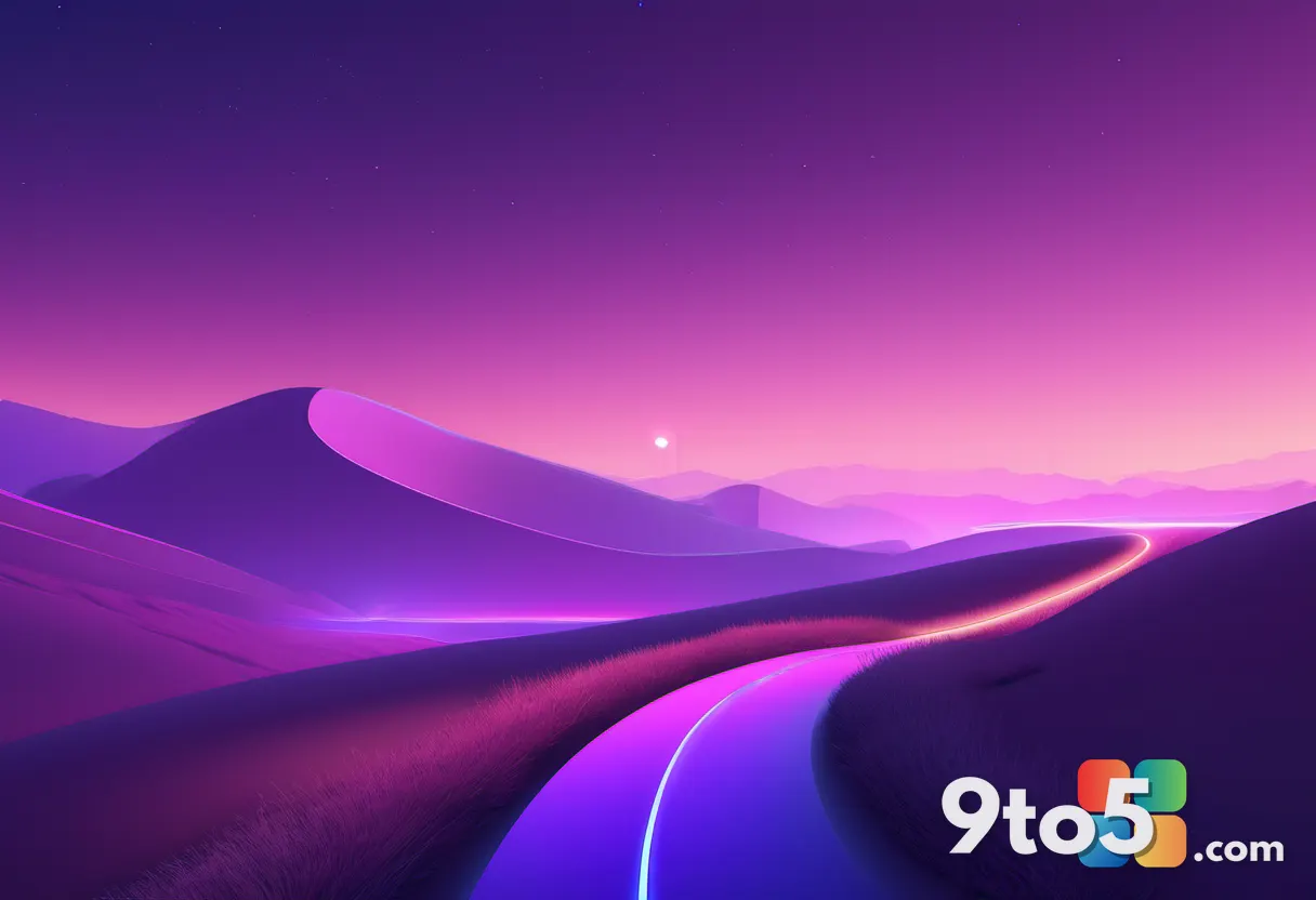 An abstract digital illustration of a winding path leading toward a glowing horizon, symbolizing the journey of Windows 