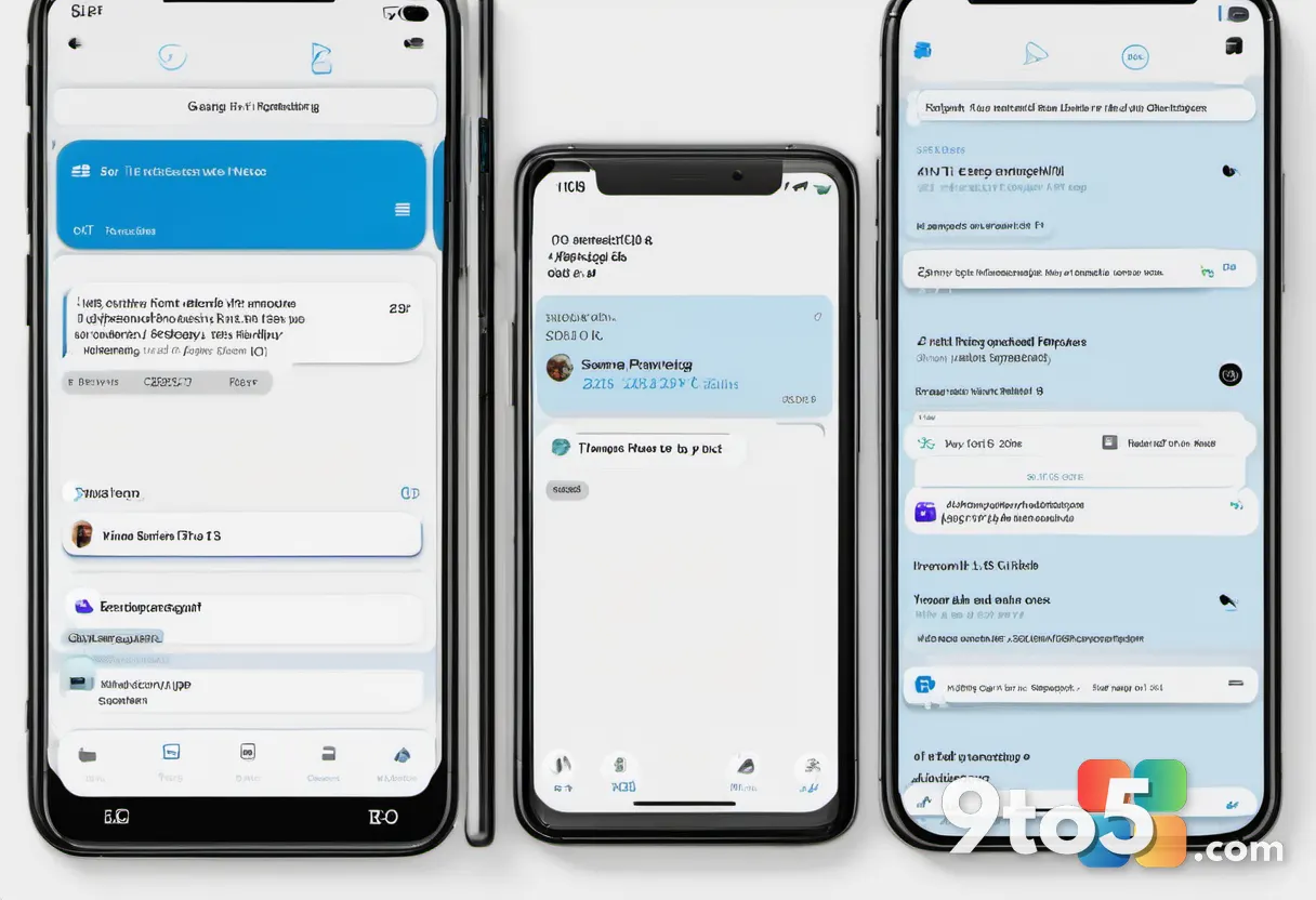 Close-up of a smartphone screen showing a file-sharing app with a simple conversation-style timeline of sent and receive