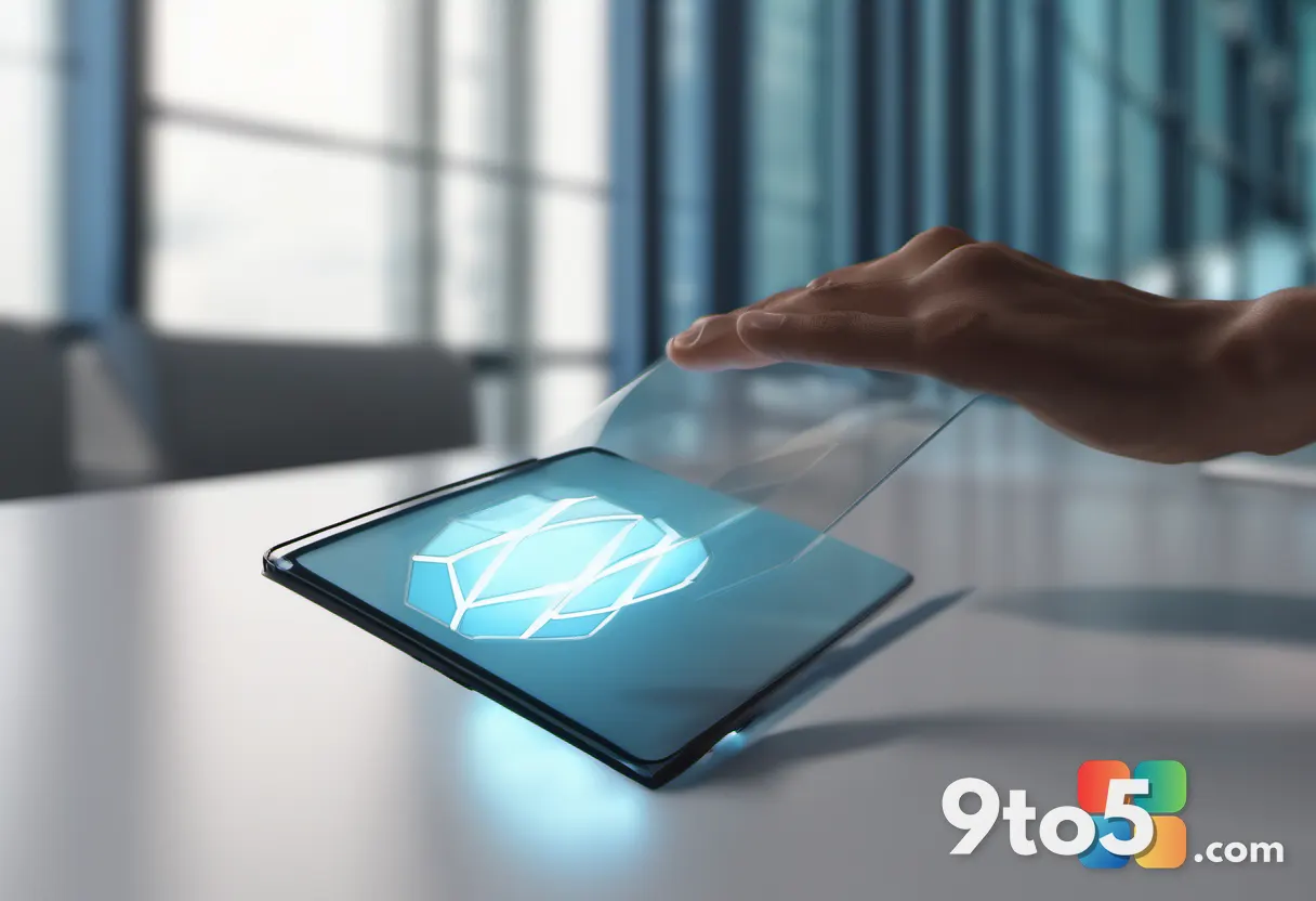 A close-up of a hand dragging a document icon across a glass desk surface, motion blur indicating swift movement, modern