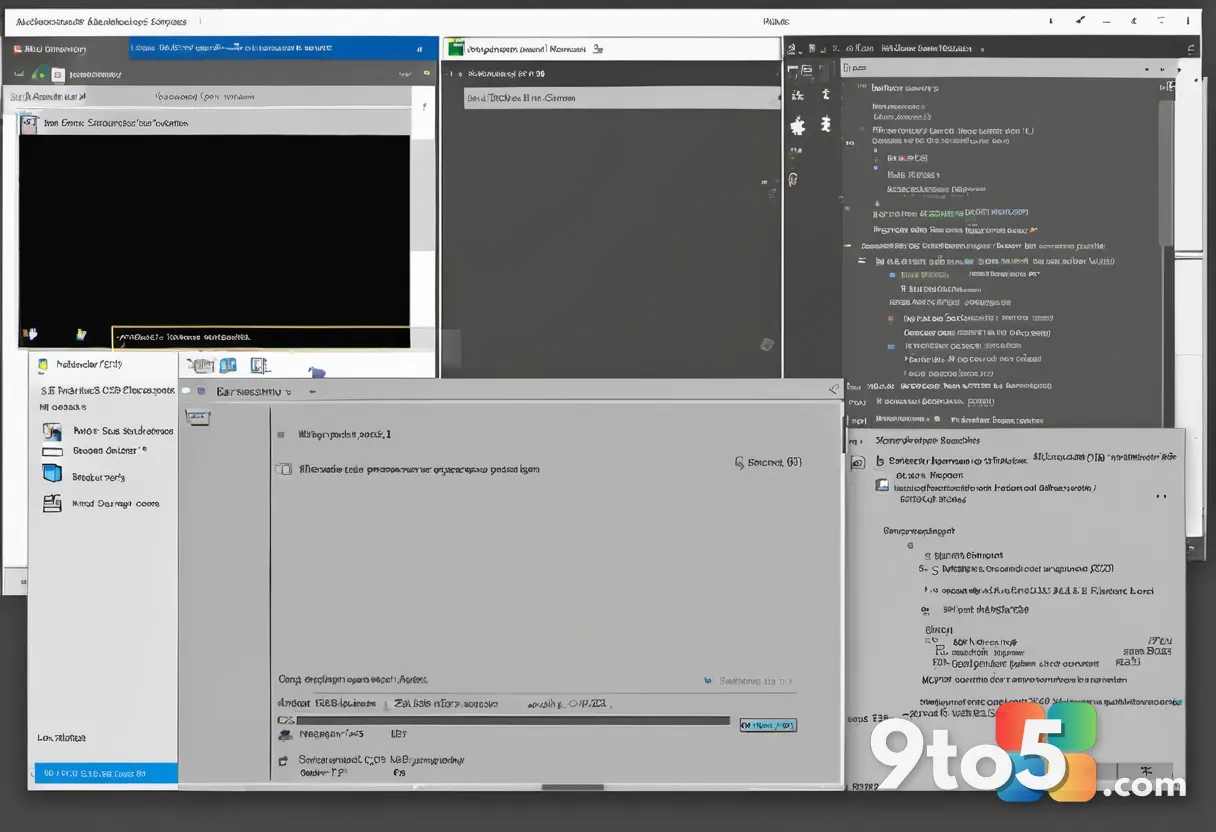 A split-screen showing an old command prompt interface on one side and a modern PowerShell window on the other.