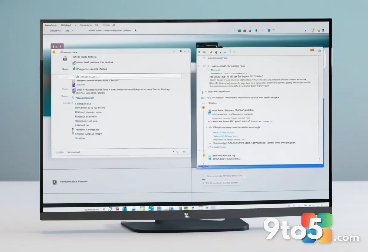 A close-up of a hand dragging a document icon across a glass monitor screen, with a translucent sharing menu appearing a