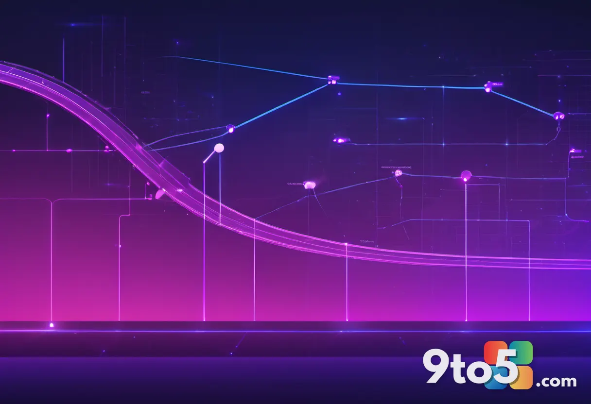 A stylized roadmap or timeline illustration with glowing nodes and connecting lines representing upcoming software featu