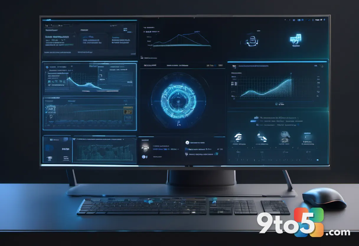 A futuristic AI assistant hologram fading into digital particles, symbolizing the transition from Cortana to Copilot, se