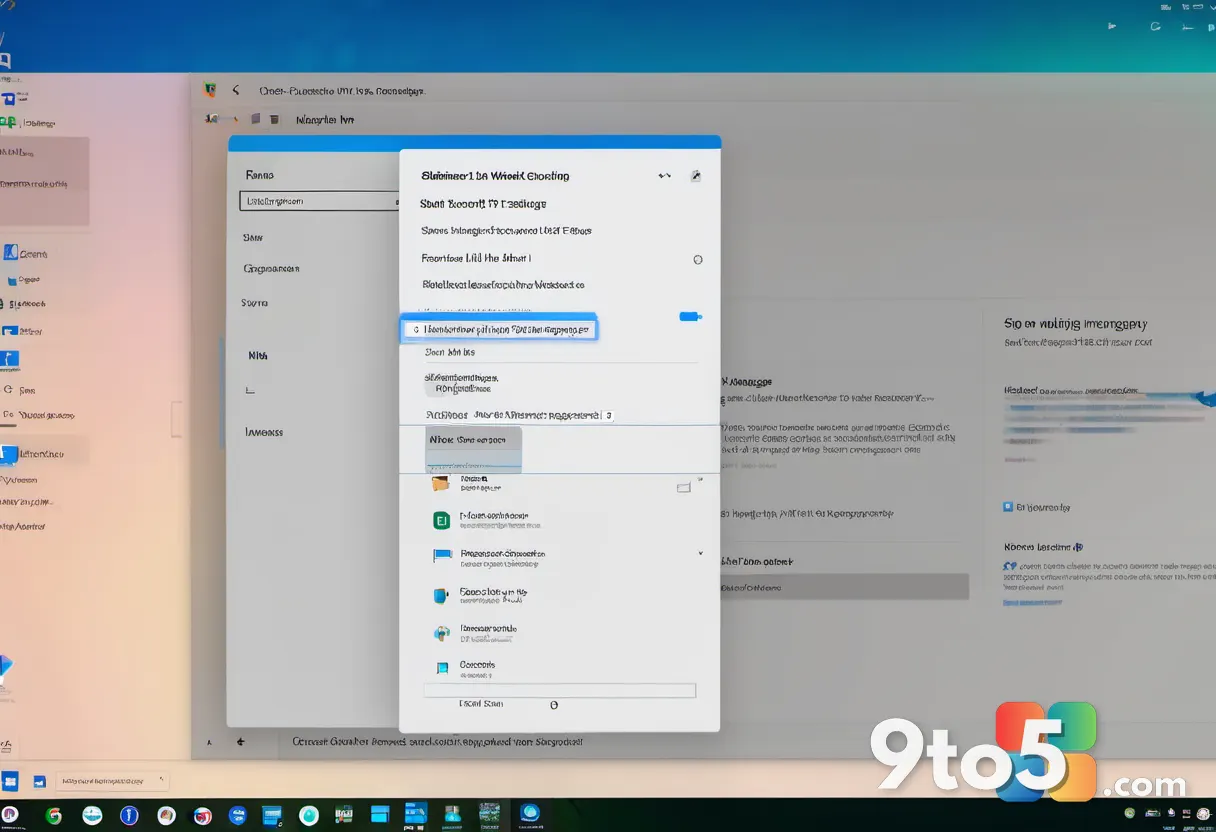A close-up of a Windows 11 Device Manager window with a highlighted driver entry and a small warning icon, soft focus ba