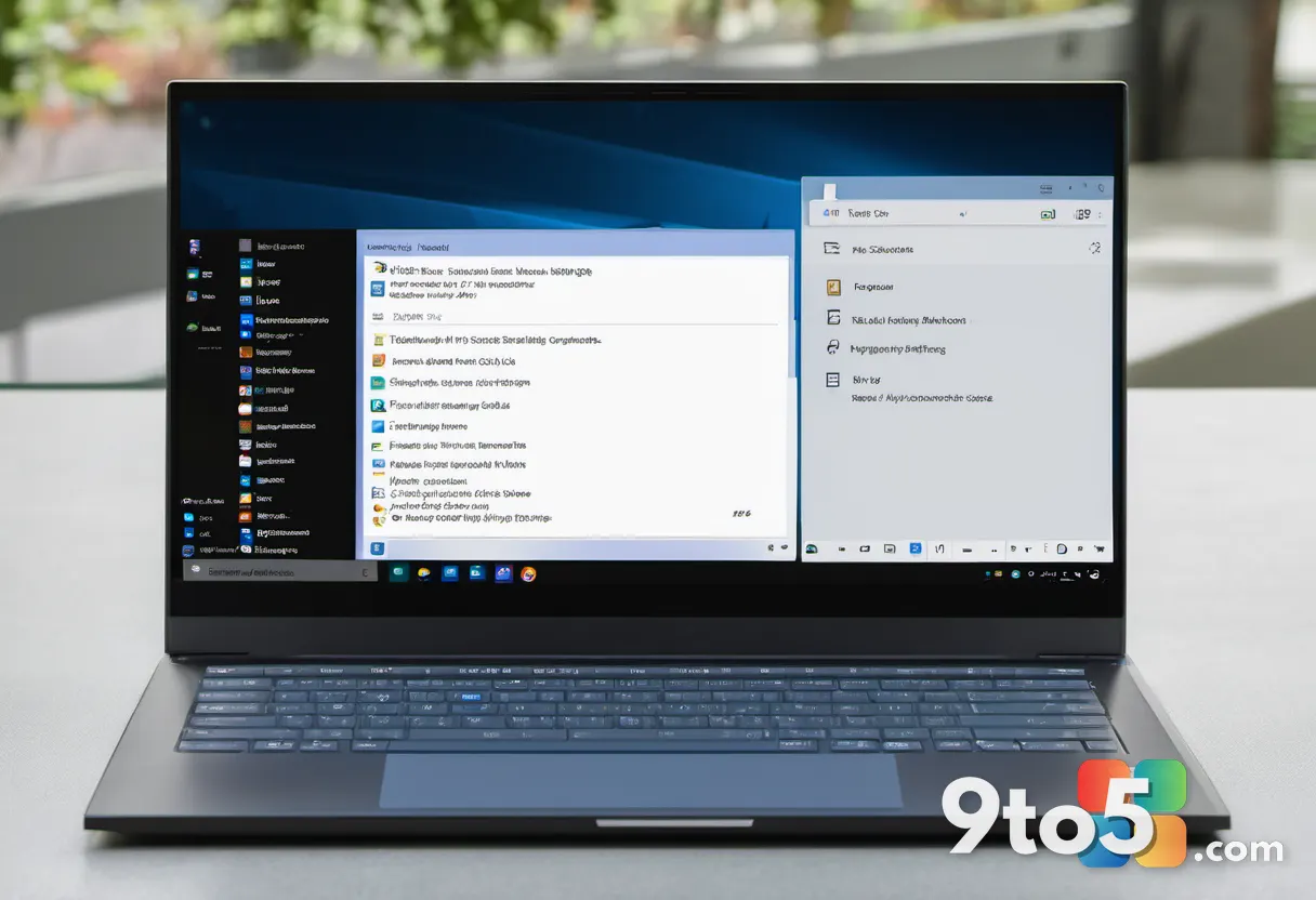 A close-up of a laptop screen showing the Windows 11 Start menu Recent section with a hover preview tooltip, shallow dep