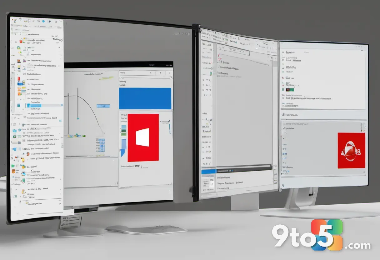A split image showing an old Windows 95 window frame on one side and a modern Windows 11 rounded corner window on the ot