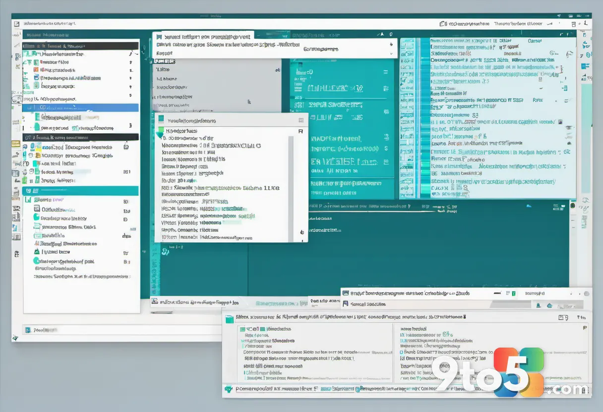 A developer's code screen showing C# lines transforming into compiled native code, abstract digital transformation with