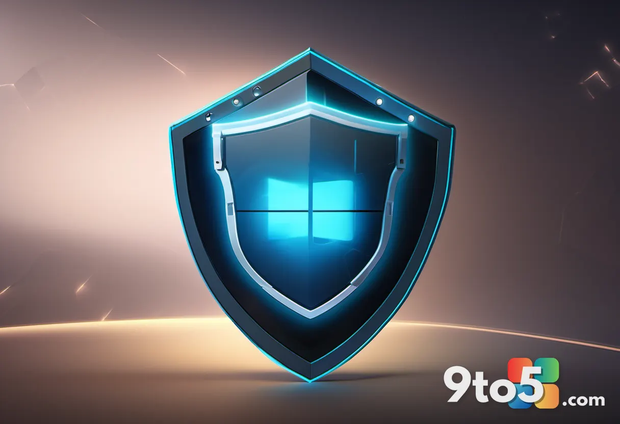 A close-up of a glowing digital shield protecting a stylized Windows logo, symbolizing active threat defense.