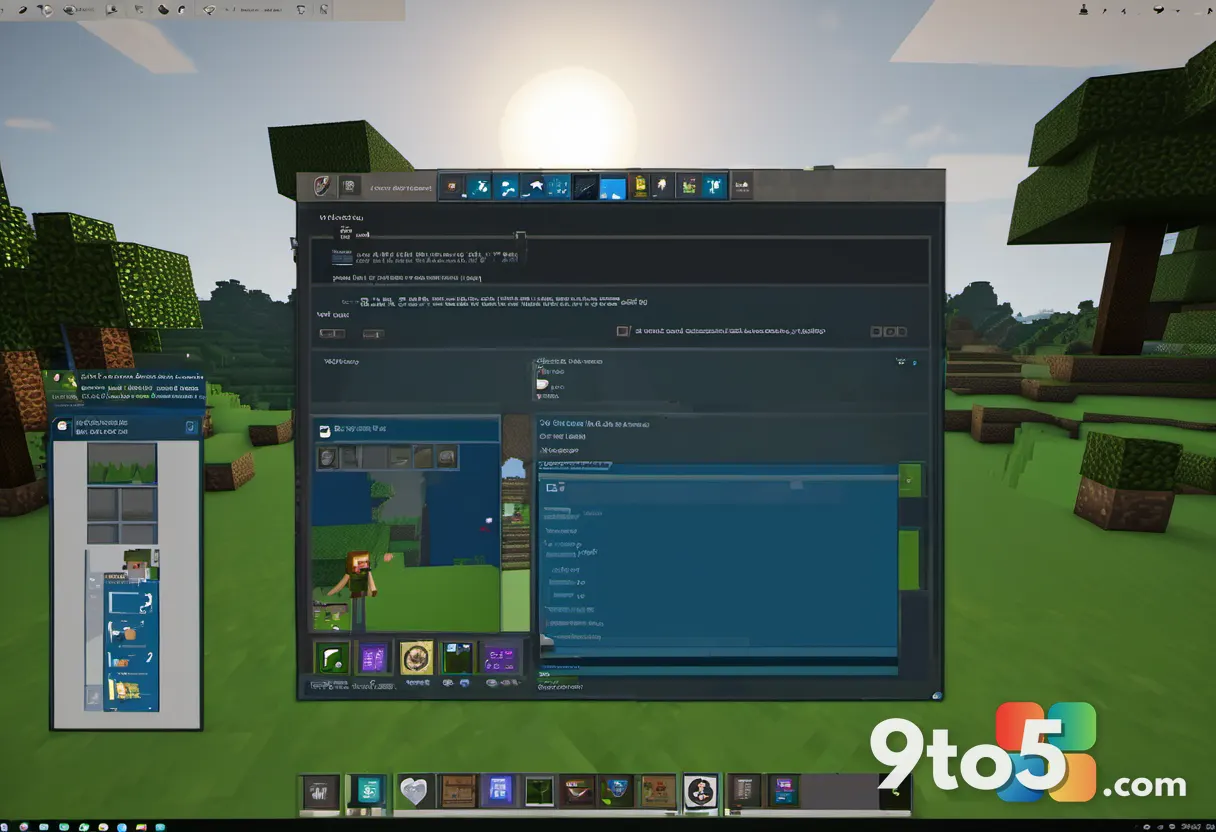 A split-screen comparison showing the original Minecraft Switch graphics on the left and the new enhanced Switch 2 versi