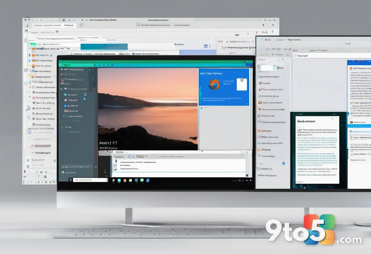 A split-screen view of a desktop with Firefox Smart Window open on one side and a document editor on the other, emphasiz