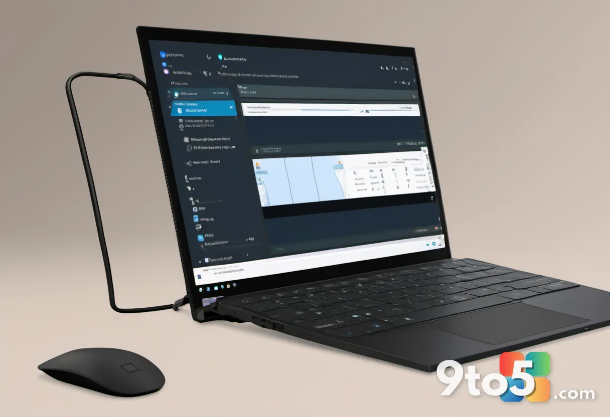 A close-up of a Windows 11 taskbar with a hand dragging a file icon, symbolizing the Drag Tray feature being phased out.