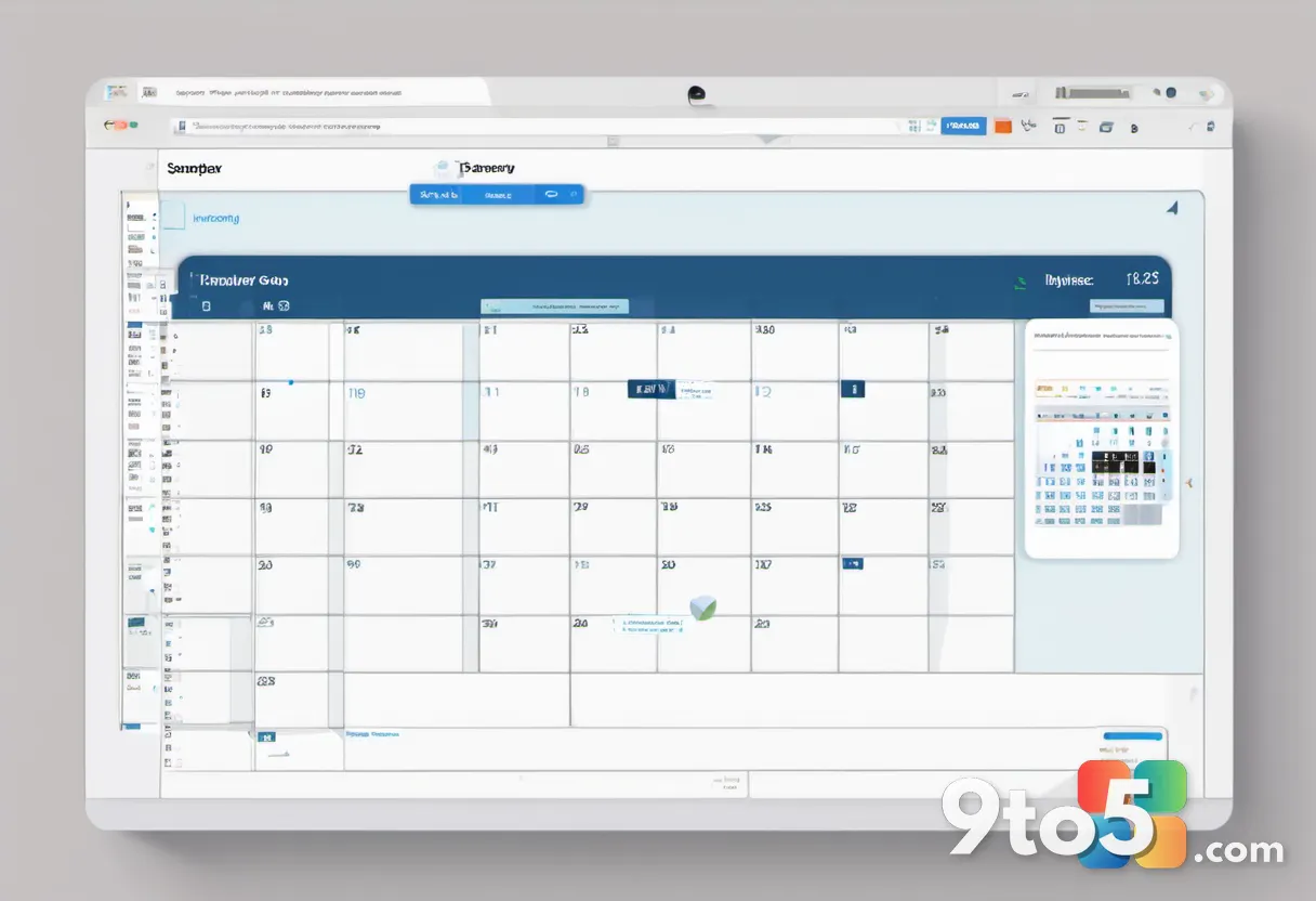 A calendar page showing September 2026 with a checkmark icon, surrounded by small photo thumbnails and a cloud symbol, c
