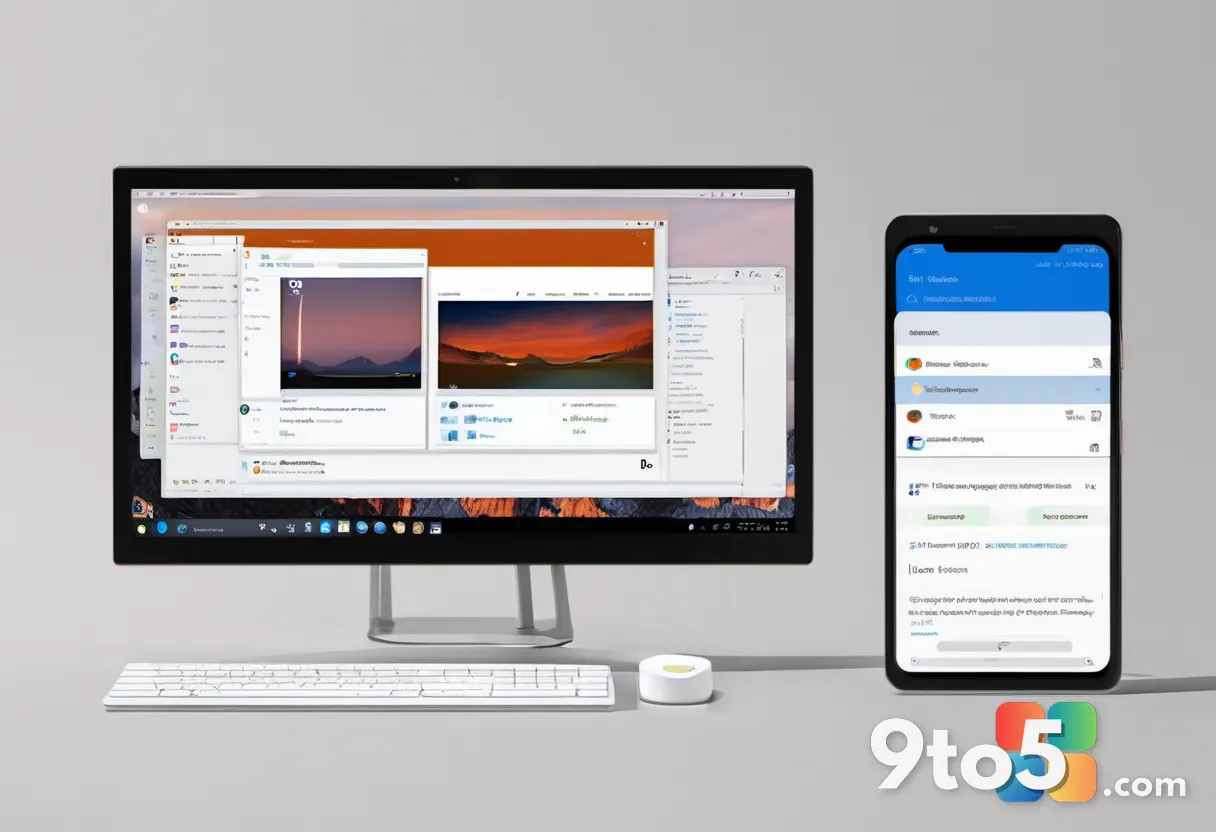 A user comparing browser tabs in Orion versus another browser on a desktop, focused expression.