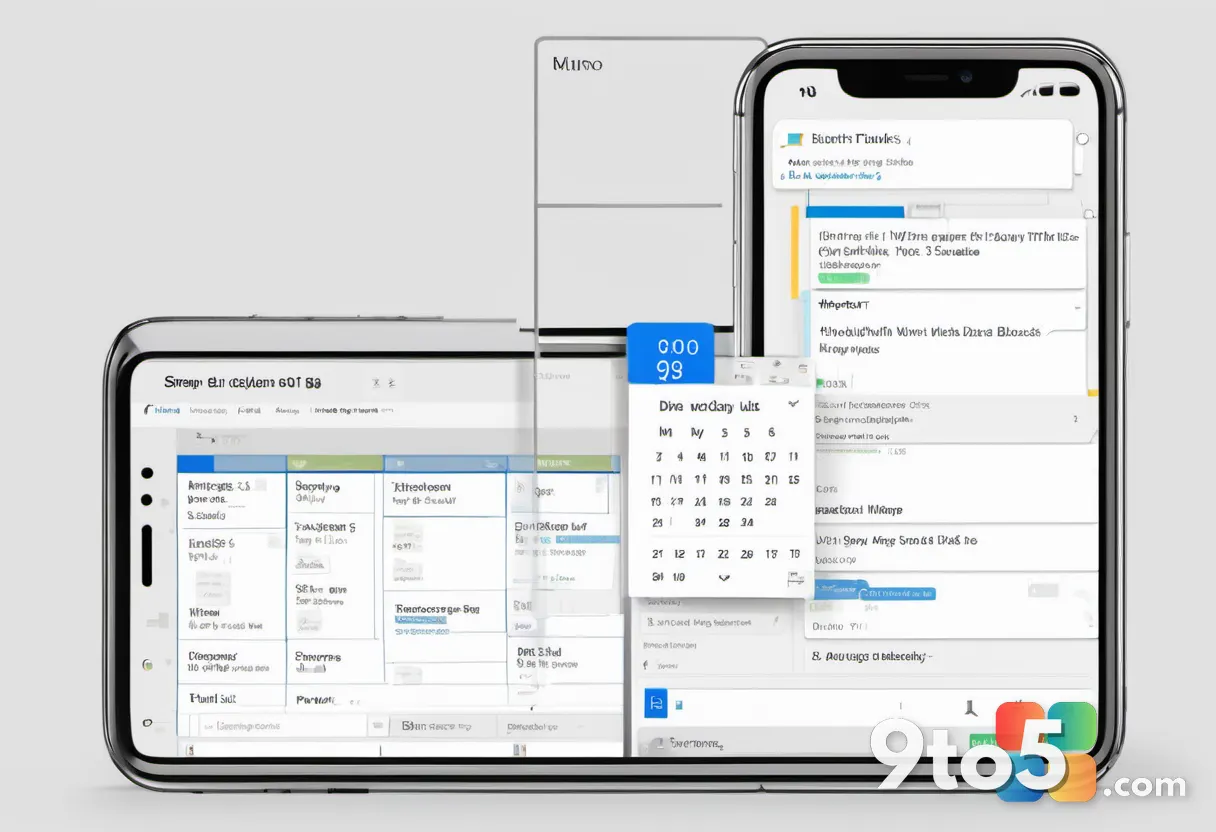 A smartphone screen showing the Outlook calendar app with a user dragging an event block to a different time slot, illus