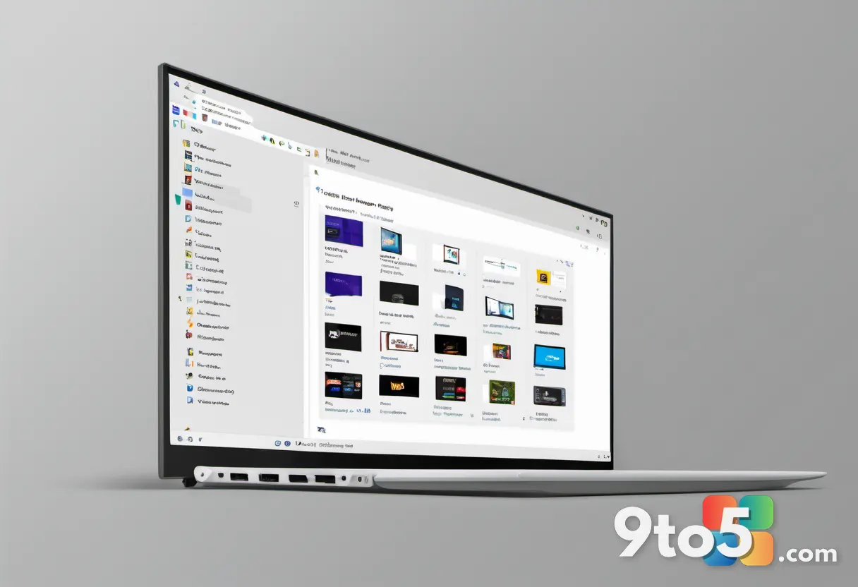 A top-down view of a Microsoft Store storefront page on a Windows 11 desktop, showing a game library with a download arr