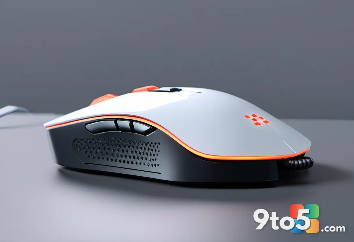 A close-up shot of a gaming mouse side plate being swapped, highlighting the modular button configuration and mechanical