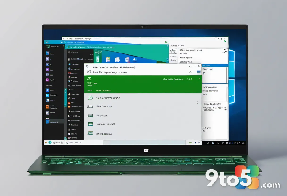 A laptop screen split into two halves: on the left a File Explorer window with a slow progress bar, on the right a comma