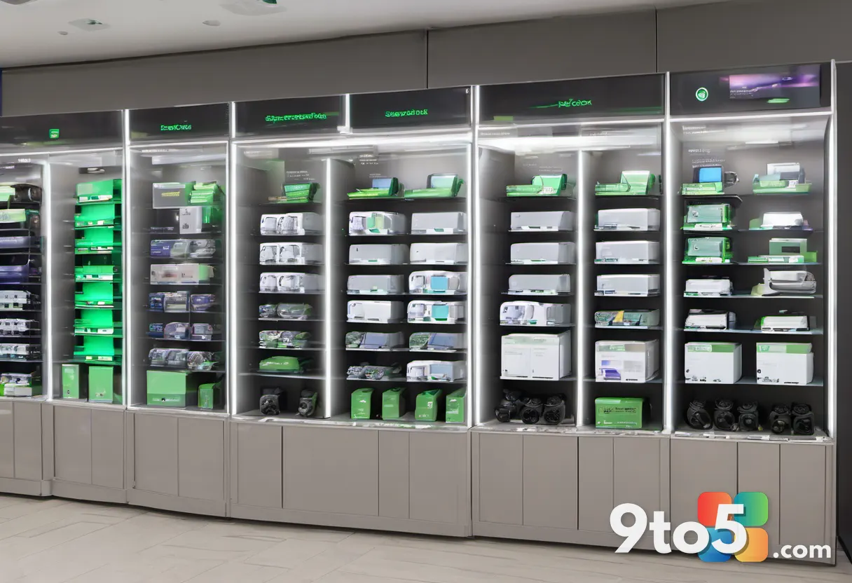 A retail store shelf displaying multiple boxes of the Seagate Xbox Expansion Card, with price tags visible and a few emp