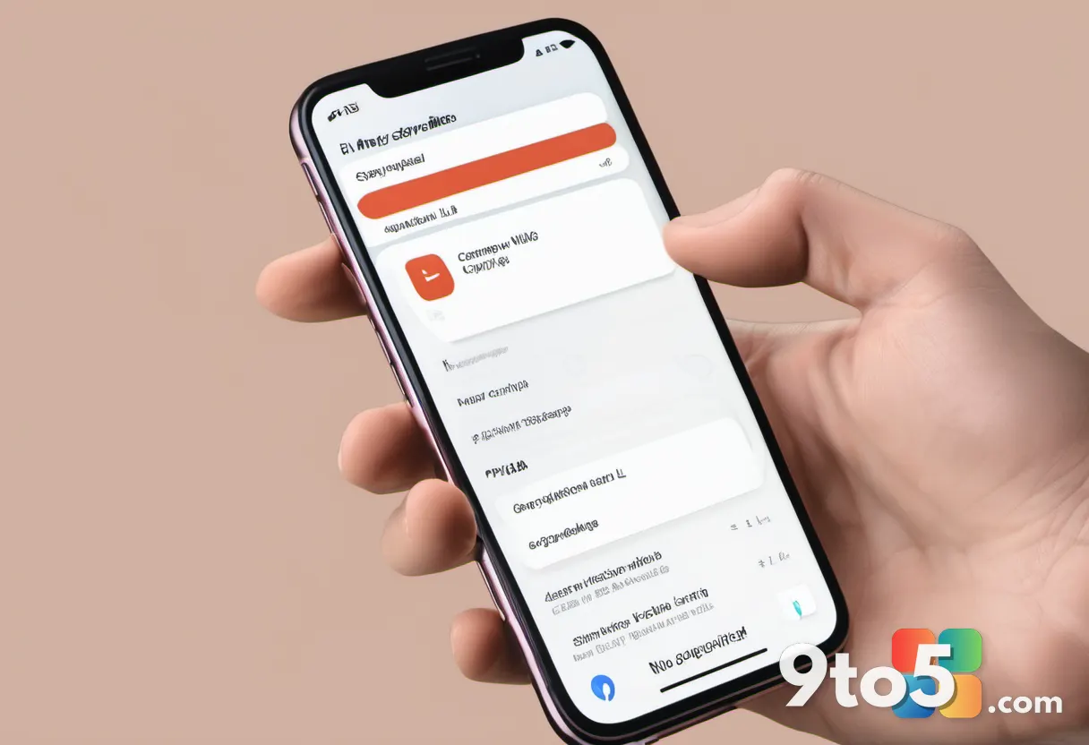 A hand holding a smartphone showing a privacy permission screen with toggle switches, modern interface design, neutral l