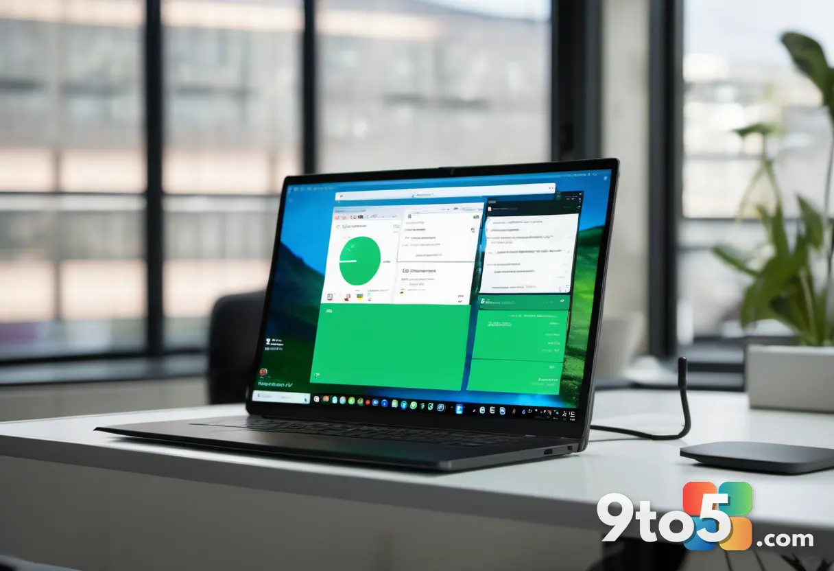 A close-up of a laptop screen showing a Slack-style interface with highlighted code diffs and a live chat panel, soft bo