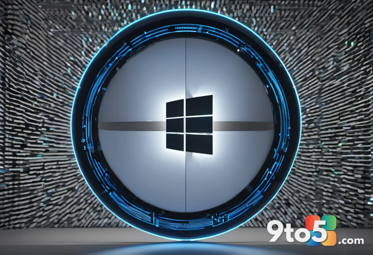 A modern, sleek graphic of the Microsoft 365 Copilot logo glowing on a dark background, with subtle AI circuit patterns,