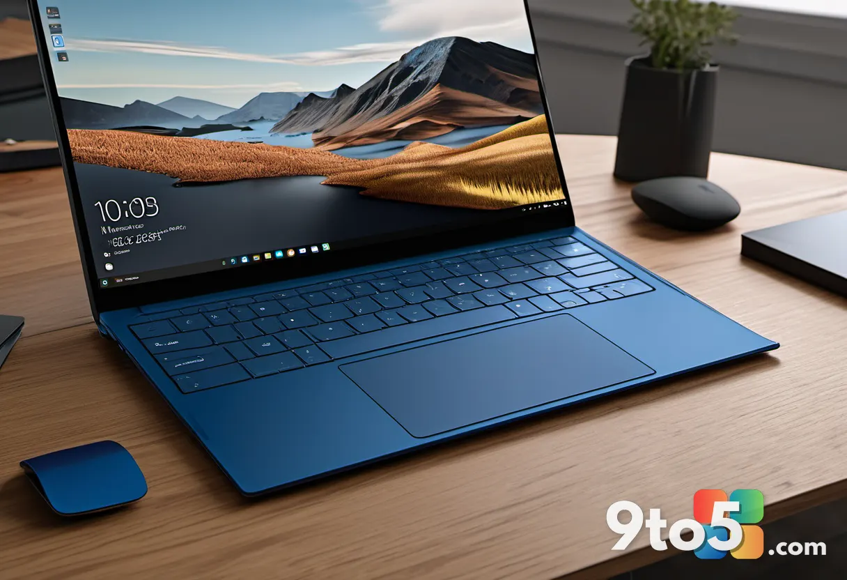 Close-up of the Surface Laptop 7's keyboard and trackpad on a wooden desk, highlighting the precision engineering and sa