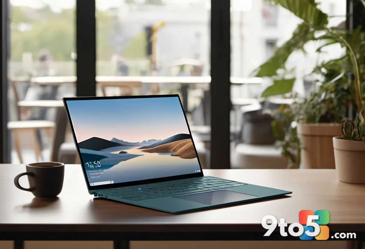 A person using the Surface Laptop 7 in a bright café, showcasing its thin profile and 120Hz touchscreen display.
