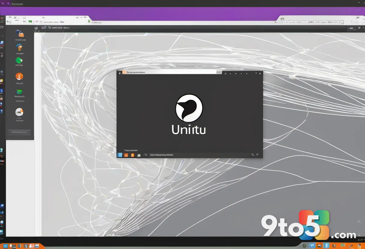 A split-screen illustration showing the Windows logo on one side and the Ubuntu penguin on the other, connected by flowi