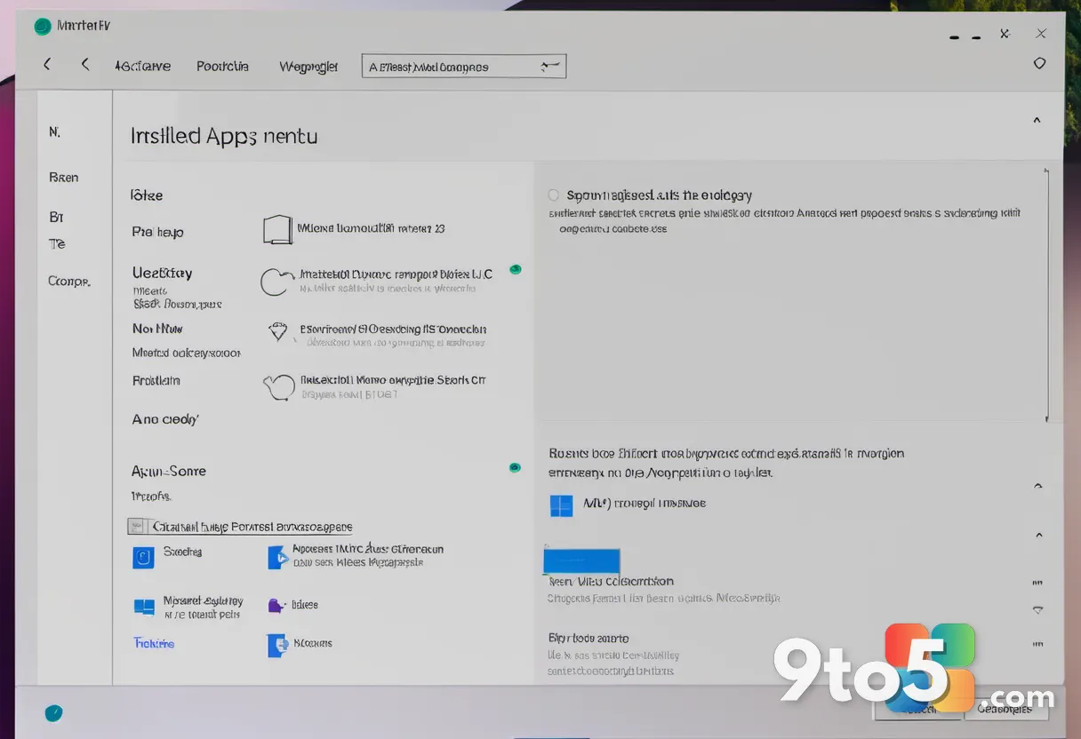 A close-up view of a Windows settings menu showing the 'Installed Apps' list, with a cursor hovering over the uninstall