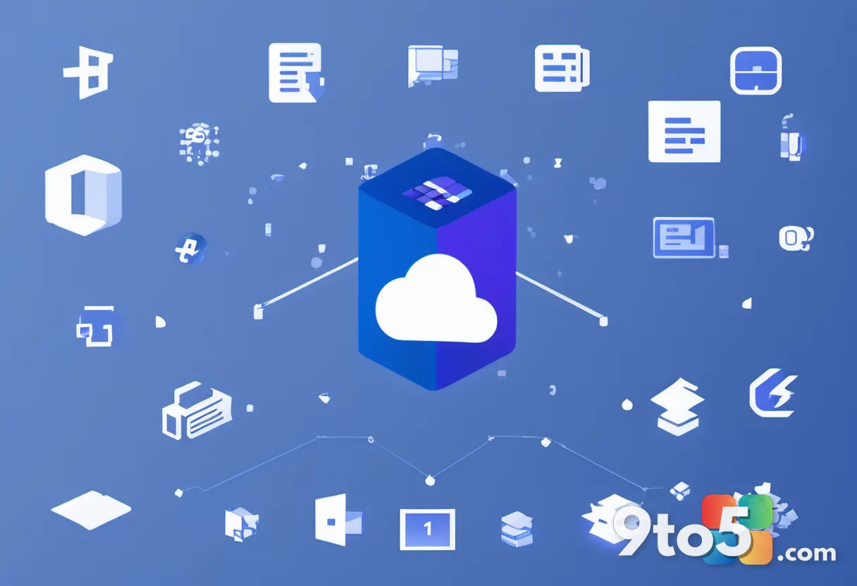 A digital illustration of the Visual Studio Code logo surrounded by floating icons representing extensions and tools, on