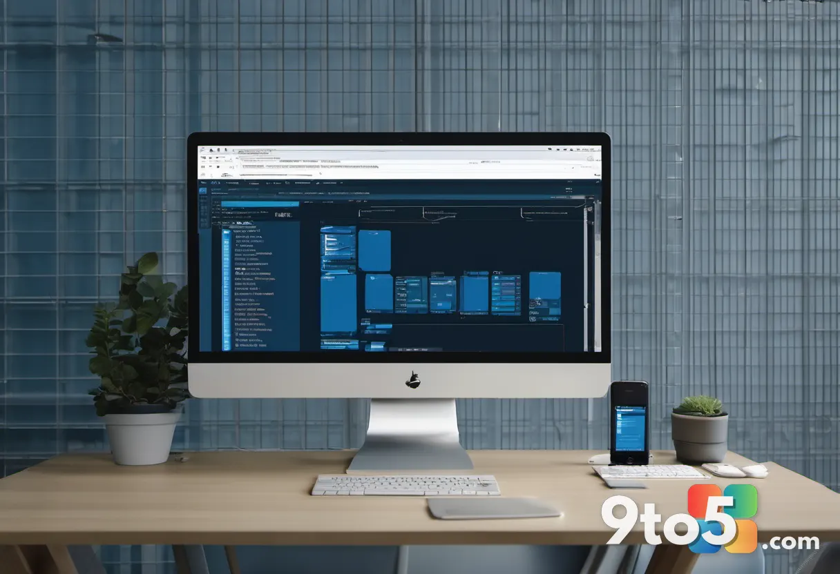 A photographic-style image of a developer's workspace showing multiple browser windows on a monitor, one labeled Beta pr