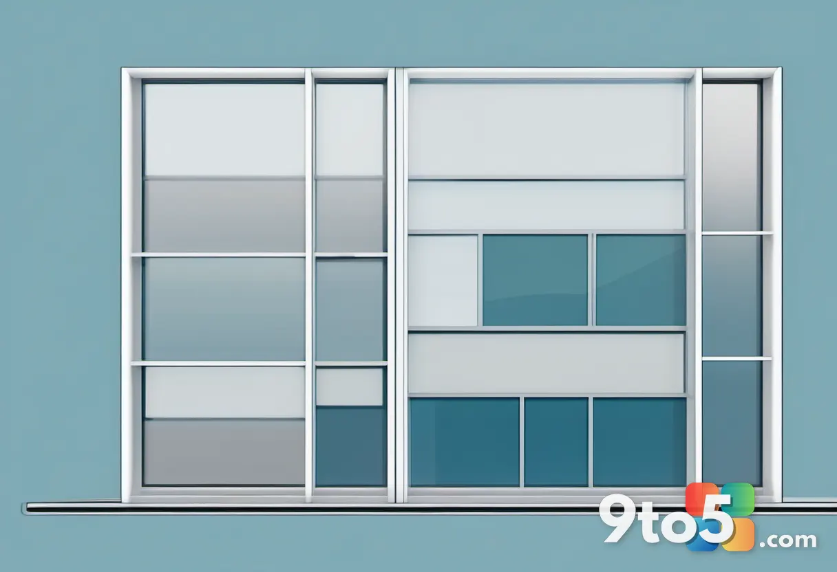 A minimalist illustration of stacked translucent glass panels representing software frameworks, cool blue and gray tones