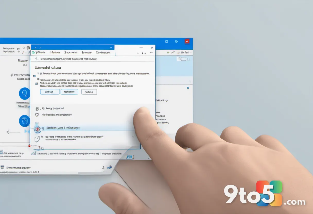 A hand hovering over a mouse cursor clicking an 'Uninstall' button on a Windows Settings screen, clean interface design.