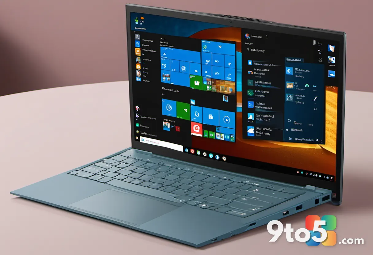 A top-down view of a Windows 11 taskbar and open folder window with a context menu expanded, soft focus background, cool