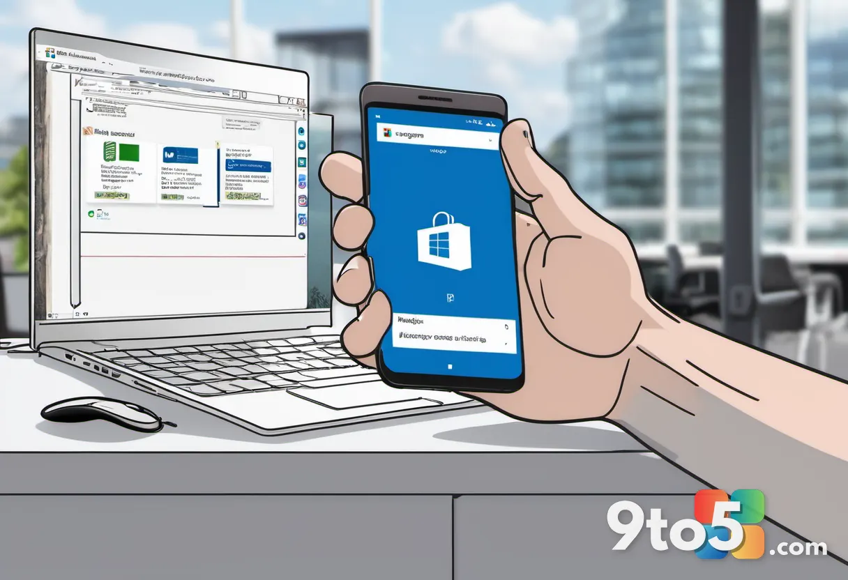 A close-up of a hand holding a smartphone displaying a Microsoft account login screen, with a blurred background of a mo