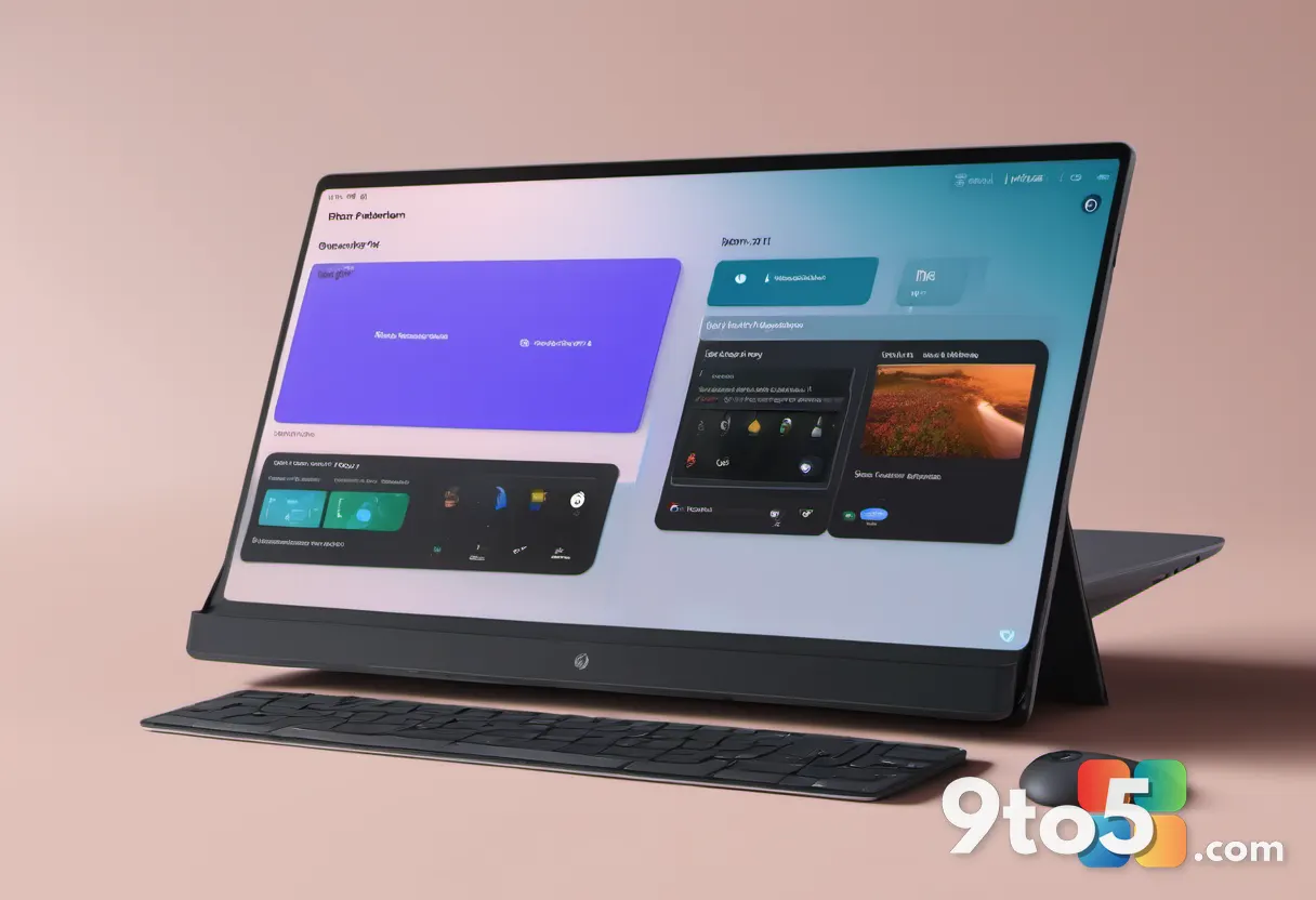 A hand selecting options on a touchscreen Windows 11 device showing the new centered AutoPlay interface