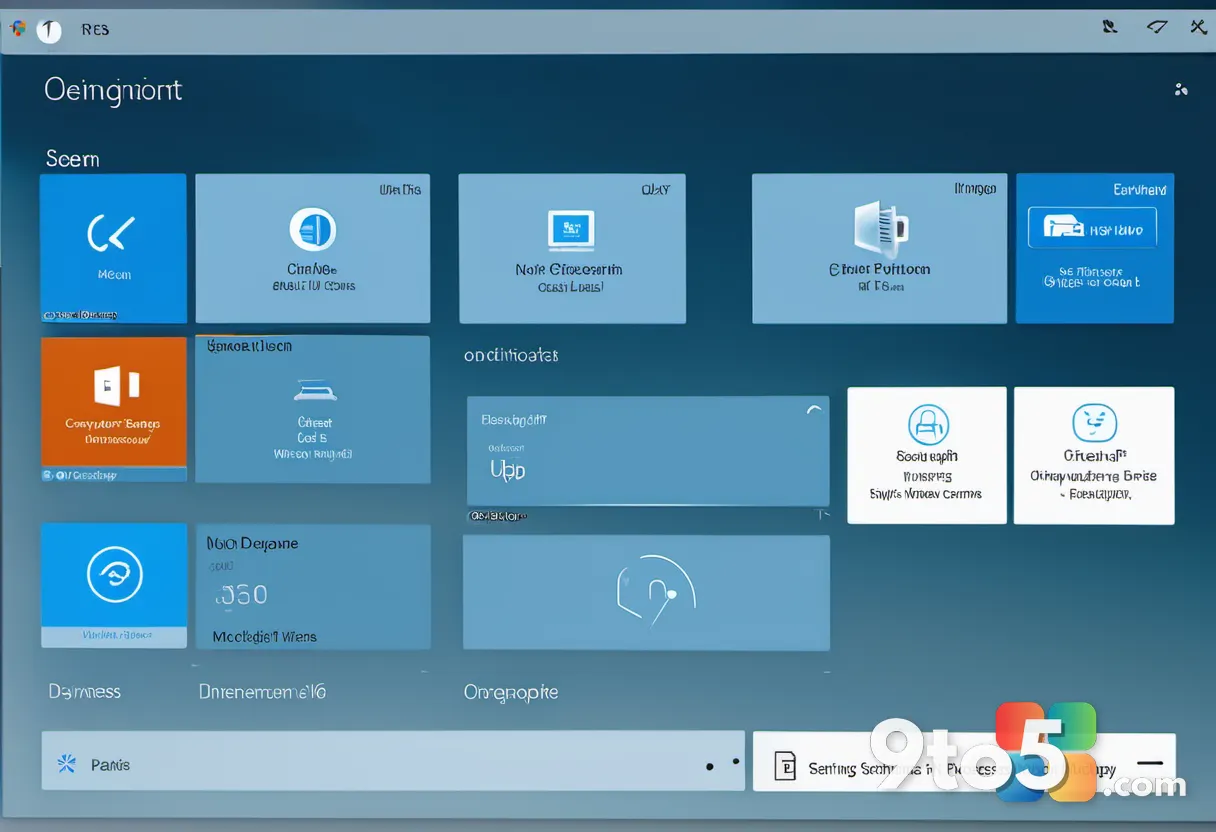 Windows 11 Settings window with a progress indicator showing system updates in progress, soft blue tones