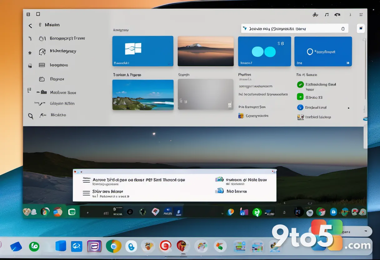 A close-up of a computer screen displaying the Windows 11 Start menu with app icons loading instantly, surrounded by sub