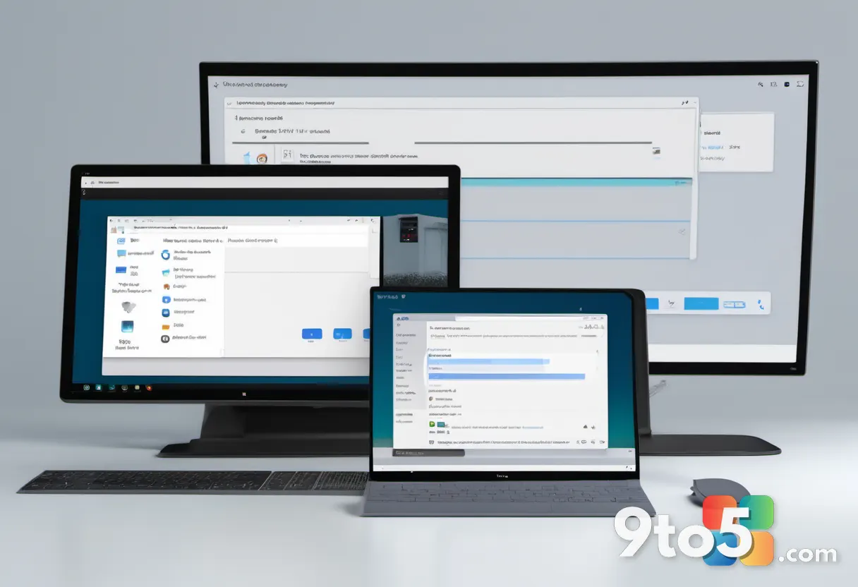 A modern Windows 11 AutoPlay dialog box appearing over a desktop with a connected USB drive and smartphone, clean WinUI 