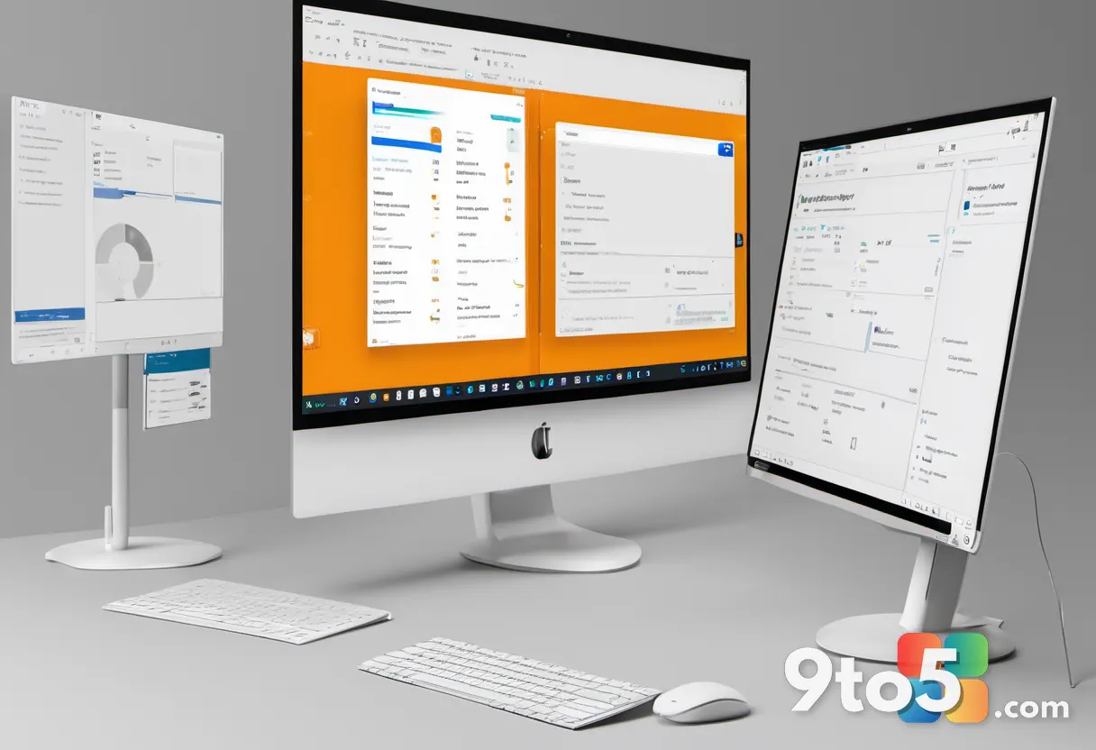 A modern Windows 11 Print Management app window listing printers and print servers with clean WinUI cards, light theme, 
