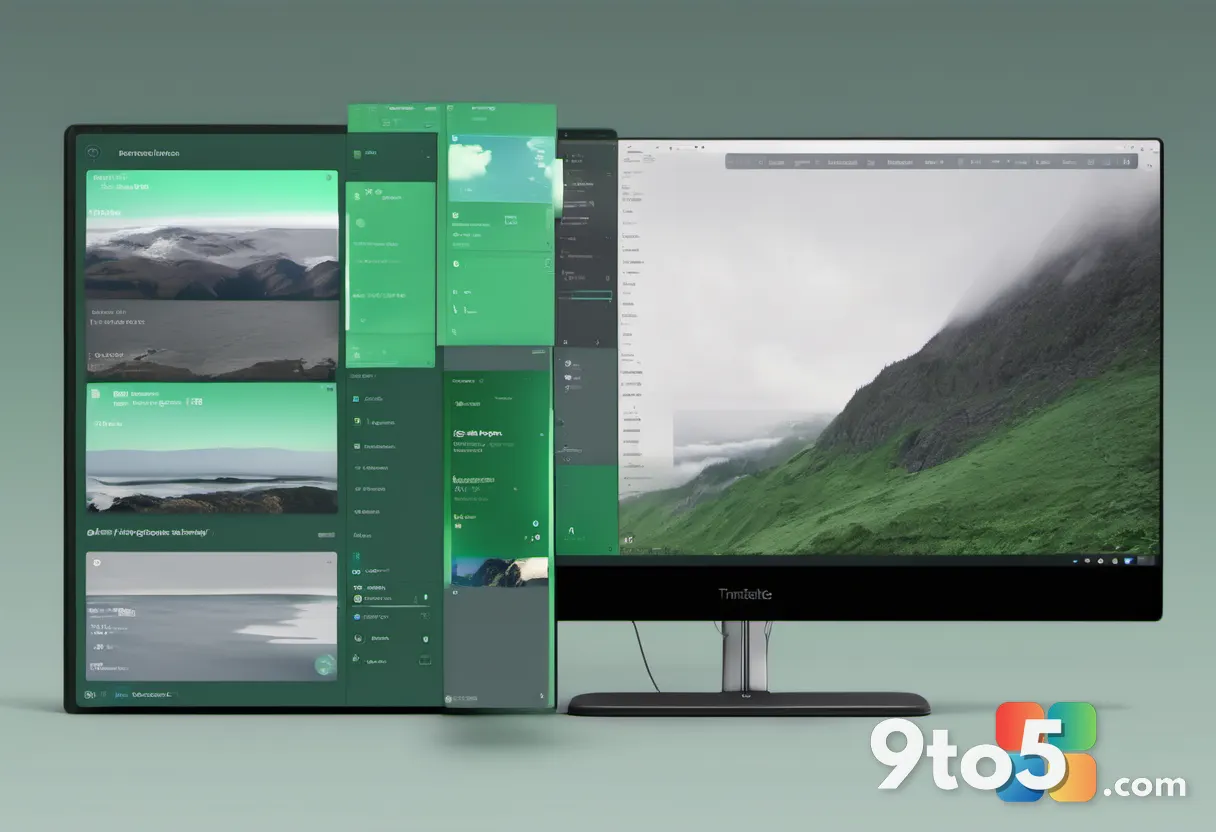 A split-screen illustration showing a cluttered desktop interface on one side and a clean, streamlined version on the ot