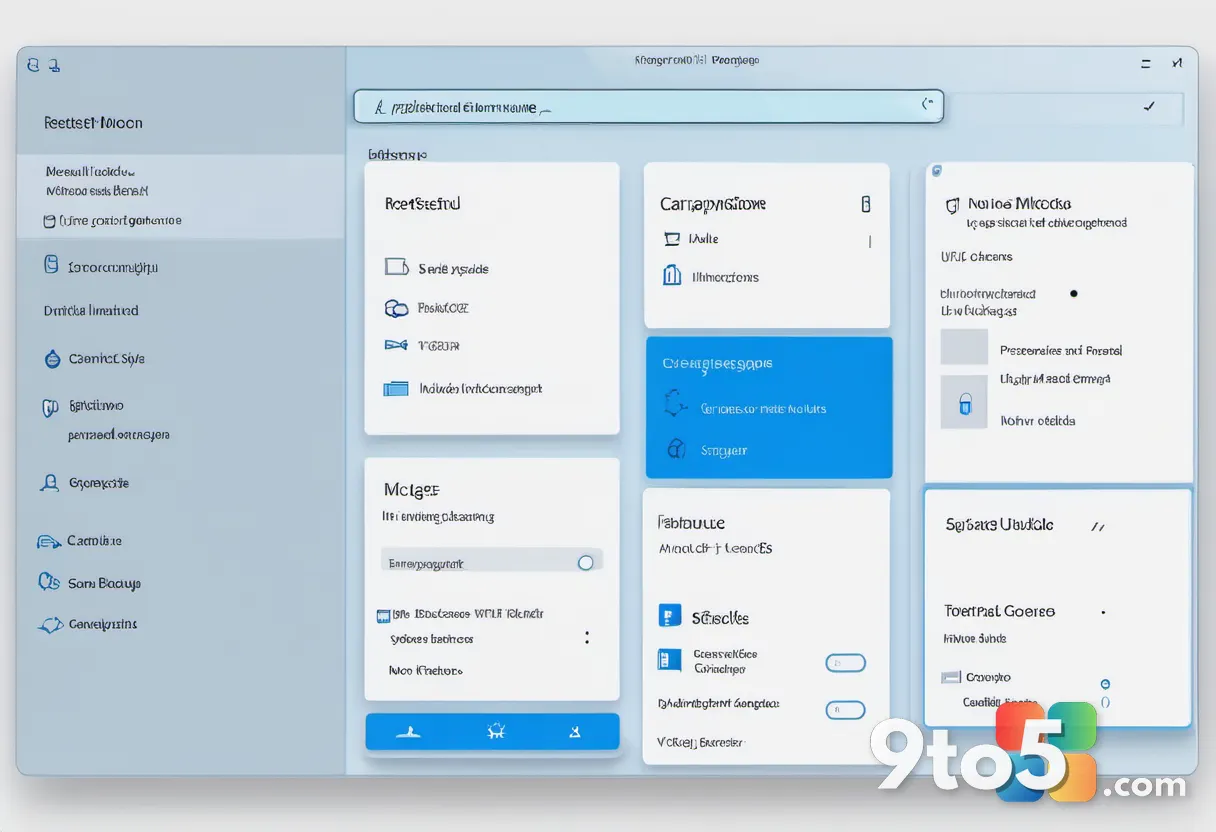 A settings menu screen showing mouse and touchpad options resetting to defaults, soft blue interface, clean minimalist d