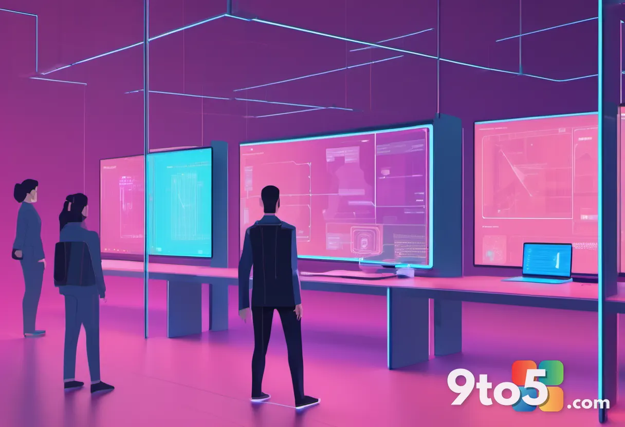 An abstract visualization of autonomous software agents moving through a secure digital corridor, representing managed A