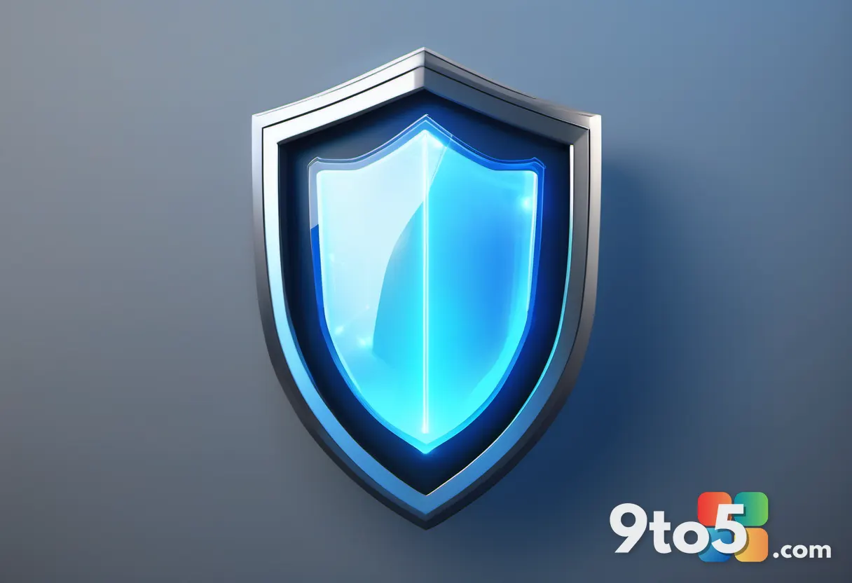 A stylized digital shield icon with a glowing blue aura, representing security and system validity, set against a dark t