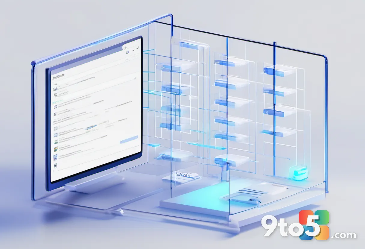 A digital illustration of a database index being organized by glowing nodes and connecting lines, representing data sort