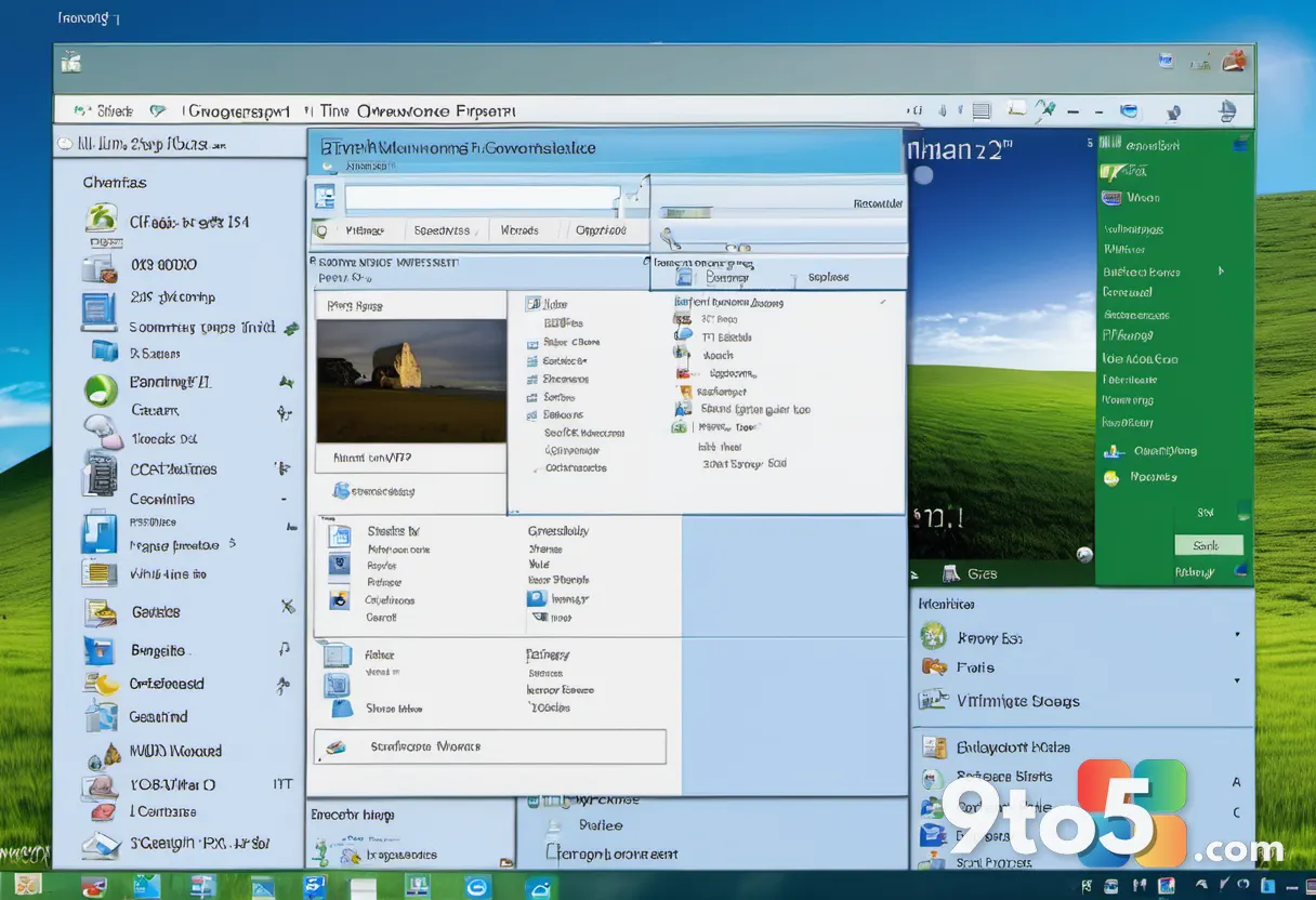 A close-up of the classic Windows XP Luna-themed Start menu, open against a soft blue desktop background, showing the gr