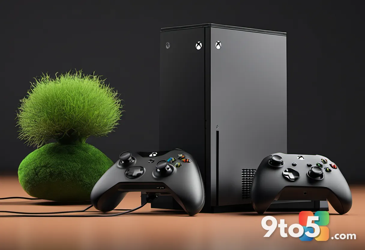 A nostalgic still life of the original 2001 Xbox console next to a modern Xbox Series X, symbolizing 25 years of the bra