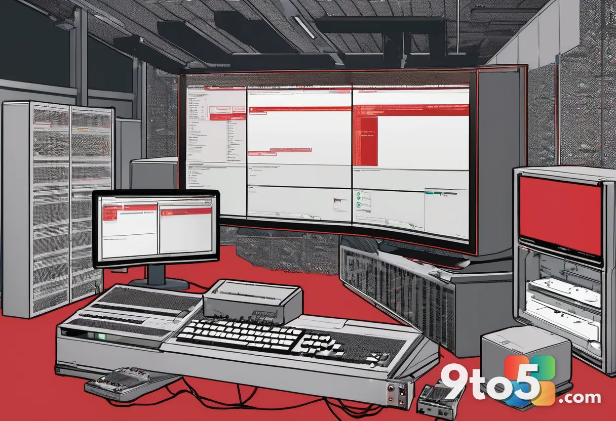 A split-screen illustration showing Xbox servers on one side and frustrated gamers on the other, with a red warning icon